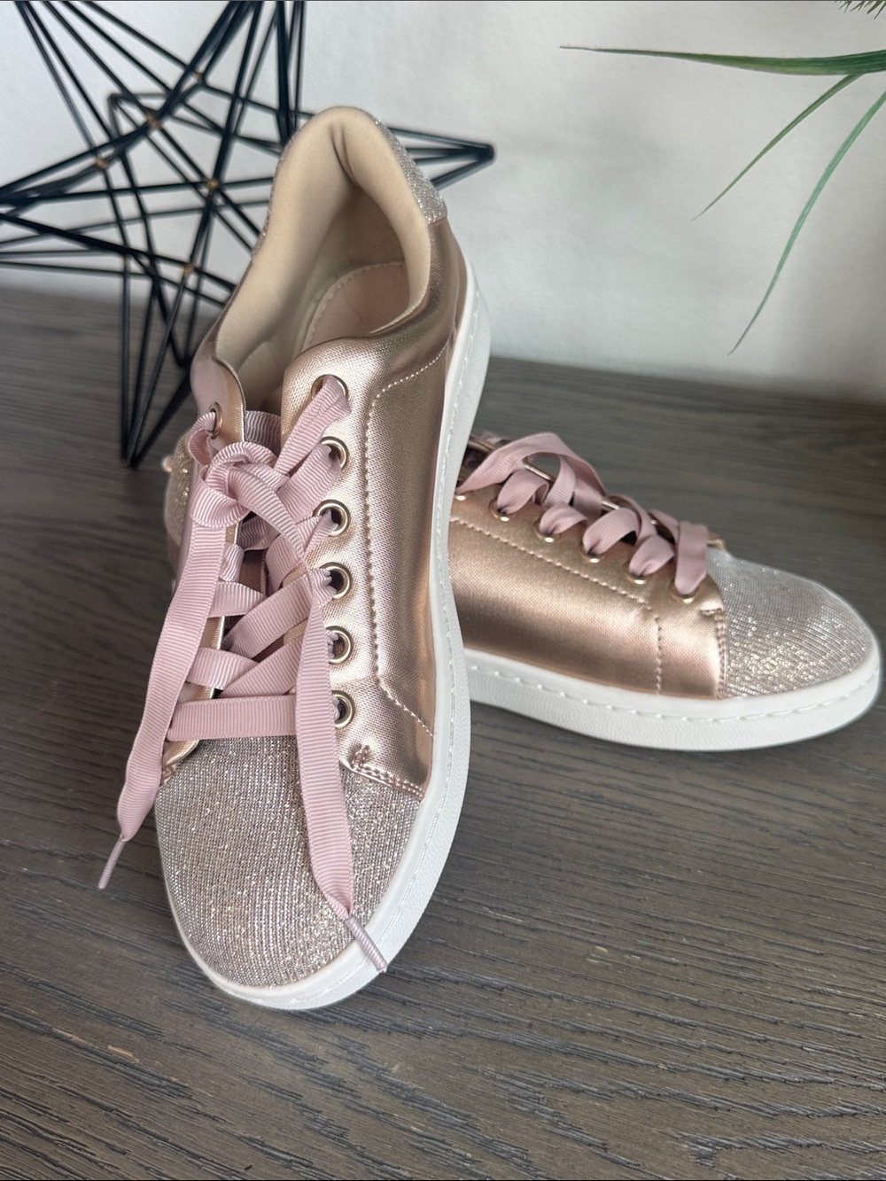 Rose gold metallic Miss KG by Kurt Geiger low-top sneakers